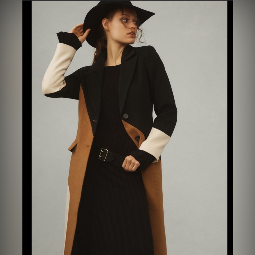 Avec Les Filles Wavy Colorblock Coat